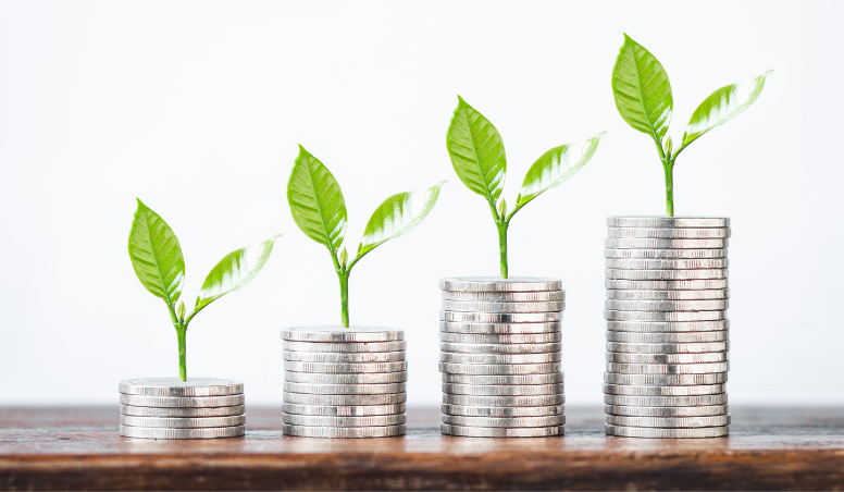 Coins with plants sticking up